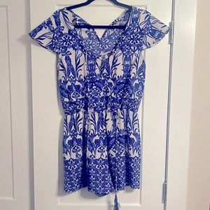 White & Blue Romper